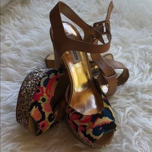 Floral & glitter Jilly Platform (size 8)